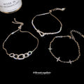 Silver Crystal Horseshoe Flower Oval Link Bracelets Three view 2