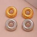 Polished Hollow Circle Dome Stud Earrings Gold Steel view 3