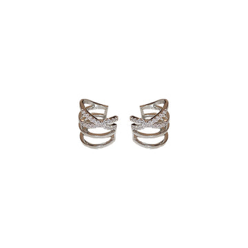 Layered Crystal Cuff Earrings in Silver and Gold Tone
