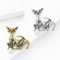 Antique Gold Silver Twin Cats Brooch Pearl Accent Pin view 3