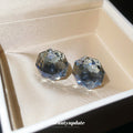 Blue Gray Faceted Round Stud Earrings Fashion Jewelry view 2