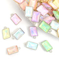 Iridescent Rectangle Glass Jewelry Components For DIY Earrings And Bracelets Charms view 1
