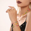 Colorful Glass Flower Bead Necklace And Bracelet Gold Tone view 4
