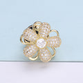 Gold Tone Crystal Flower Brooch with Open Loop Petals view 3