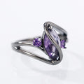 Gunmetal Purple Marquise CZ Ring Split Band Accents view 4