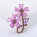 Dual Flower Crystal Brooch With Rhinestone Stem Metal Alloy view 2