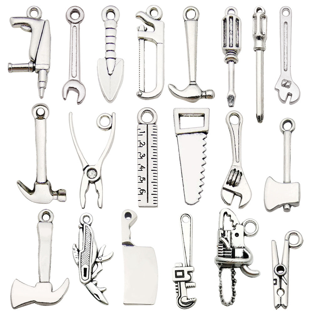 Zinc Alloy Screwdriver Wrench Axe Saw Tool Charm Pendant for Keychain and DIY Jewelry