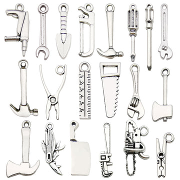 Antique Silver Metallic Hand Tool Metal Charms with 21 Listed Options