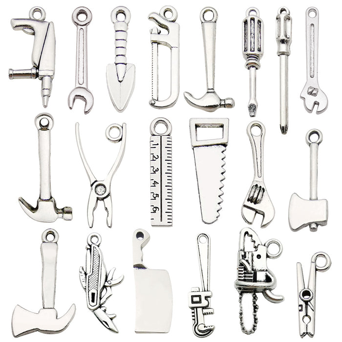 Antique Silver Metallic Hand Tool Metal Charms with 21 Listed Options