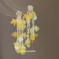 Yellow Floral Branch Earrings With Layered Petal Dangles view 4