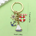 Nautical Metal Keychains With Sailboat, Lighthouse, Anchor And Globe Charms view 11
