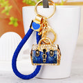 Jeweled Leopard Print Handbag Keychains with Braided Wrist Loops view 12