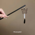 Black Butterfly Drop Hair Stick And Silver Tone Chain Hairpin view 4