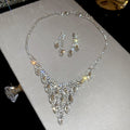 Red and Clear Marquise Crystal V Necklace Earring Sets view 7