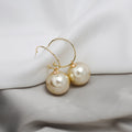 White Red and Champagne Pearl Look Gold Hook Earrings view 8