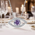 Silver Pave Evil Eye Pendant Necklace Five Center Colors view 1
