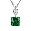 Silver Tone Square Cushion Pendant Necklace Teardrop Top view 2