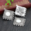 Square Floral Round Cabochon Pendant Bases in Two Finishes view 3