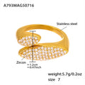 Dual Marquise Pave Zircon Open Rings Gold Steel Tone view 7