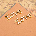 Vertical Love Script Metal Charm in Four Vintage Finishes view 3