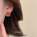 Gold Multi Pair Stud Earring Set Pearl Triangle Bow Red view 4