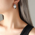 Thick C Shape Geometric Hoop Stud Earrings Gold Rose Steel view 6