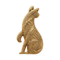 Gold Textured Sitting Fox Metal Brooch Pin 1 Style view 5