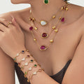 Teardrop Resin Station Necklace And Heart Glass Bracelet view 2