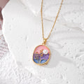 Enamel Pearl Flower Pendant Necklaces Gold Cable Chain 14 Styles view 2