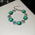 Green Cushion Crystal Flower Necklace Bracelet Earring Pieces view 7