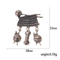 Textured Sweater Brooch With Three Dangling Charms view 5