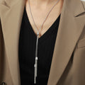 Adjustable Y Lariat Tassel Necklace Crystal Caps Gold Steel view 3