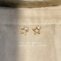 Gold Open Star Mini CZ Accent Stud Clip Earrings Style view 6