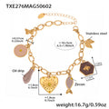Gold DIY Heart Charm Necklace Bracelet Pendant Set view 11