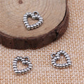 Antique Silver Beaded Heart Outline Pendant Charms view 2