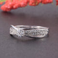 Silver Tone Cross Twist Band Clear Center Stone Ring Sizes 6-10 view 4