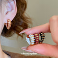 Color Wrapped Gold Tone Heart Huggie Hoop Earrings view 2