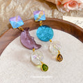 Asymmetric Pastel Sun and Moon Geometric Drop Earrings view 3