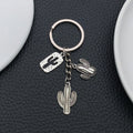 Antique Silver Cactus Boot and Horse Metal Keychain Set view 4