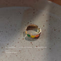 Gold Tone Open Adjustable Ring Multicolor Enamel Heart Band view 6