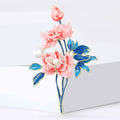 Pink Enamel Peony Brooch Decorative Metal Pin For Jackets And Lapels view 2