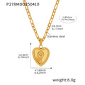 Stainless Steel Embossed Flower Teardrop Heart Pendant Necklaces view 9