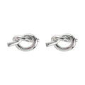 Silver Tone Rope Knot Metal Stud Earrings Polished Finish view 5