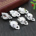 Silver Tone Clip On Earring Findings with Round Bezel Trays view 1