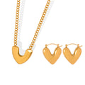 Smooth Heart Pendant Necklace And Matching Heart Hoop Earrings view 5