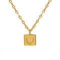Square Moon Pendant Chain Necklace Gold Silver Tone view 5