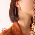 Double Row Zircon Tassel Drop Earrings Gold Or Steel view 4