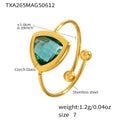 Open Gold Ring With Triangle Faceted Czech Glass Stone view 7