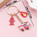 Firefighter Theme Keychains With Red Metal Charms, Three Styles view 8