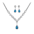 Silver Rhinestone Teardrop Pendant Necklace Earring Sets view 5